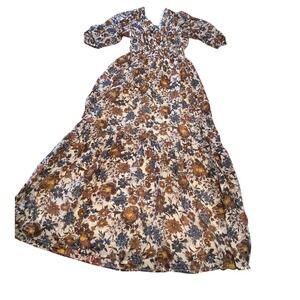 Abercrombie & Fitch Floral Midi Dress - Blue and Brown